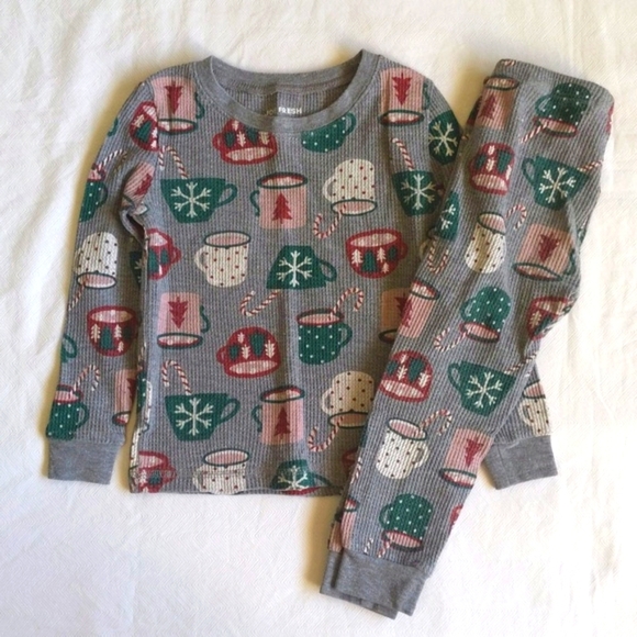 Joe Fresh Other - joe fresh hot cocoa thermal waffle knit pajamas matching set 2-3 yrs toddler